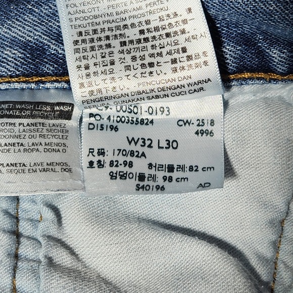 Levis 501 Original Fit Straight Jeans Wash Blue Denim Button Fly 32x29 Mens - Picture 6 of 10